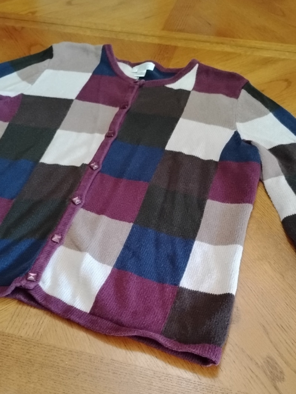 Vintage Y2K Christopher & Banks Cardigan Sweater XL Multicolor Colorblock Knit